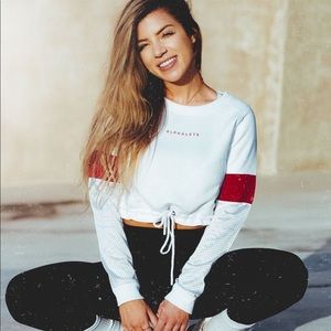 Banded cropped sweater- white